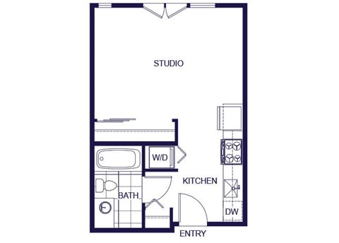 Floor plan for studio, 1 bath, 439 sqft
